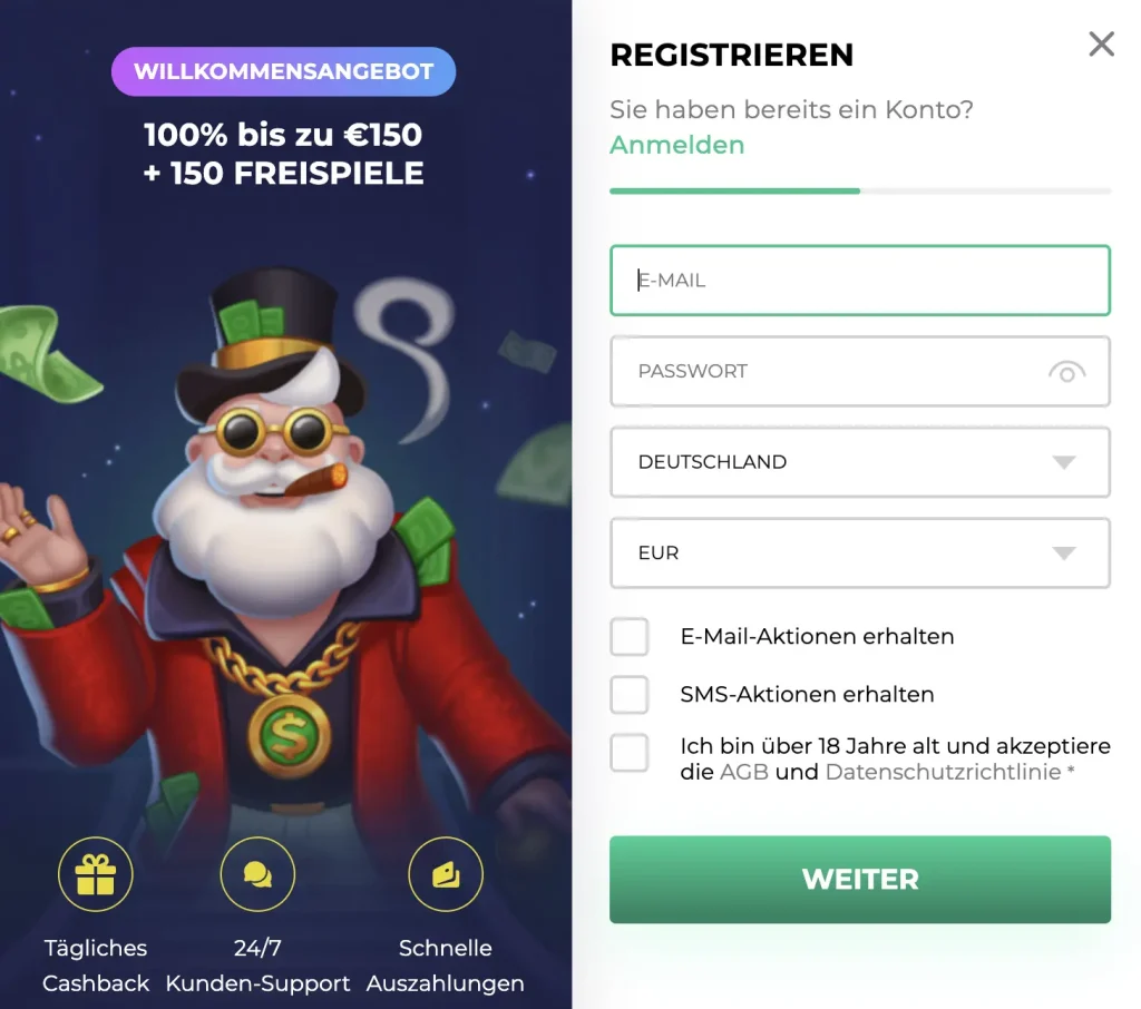 Registrieren Formular
